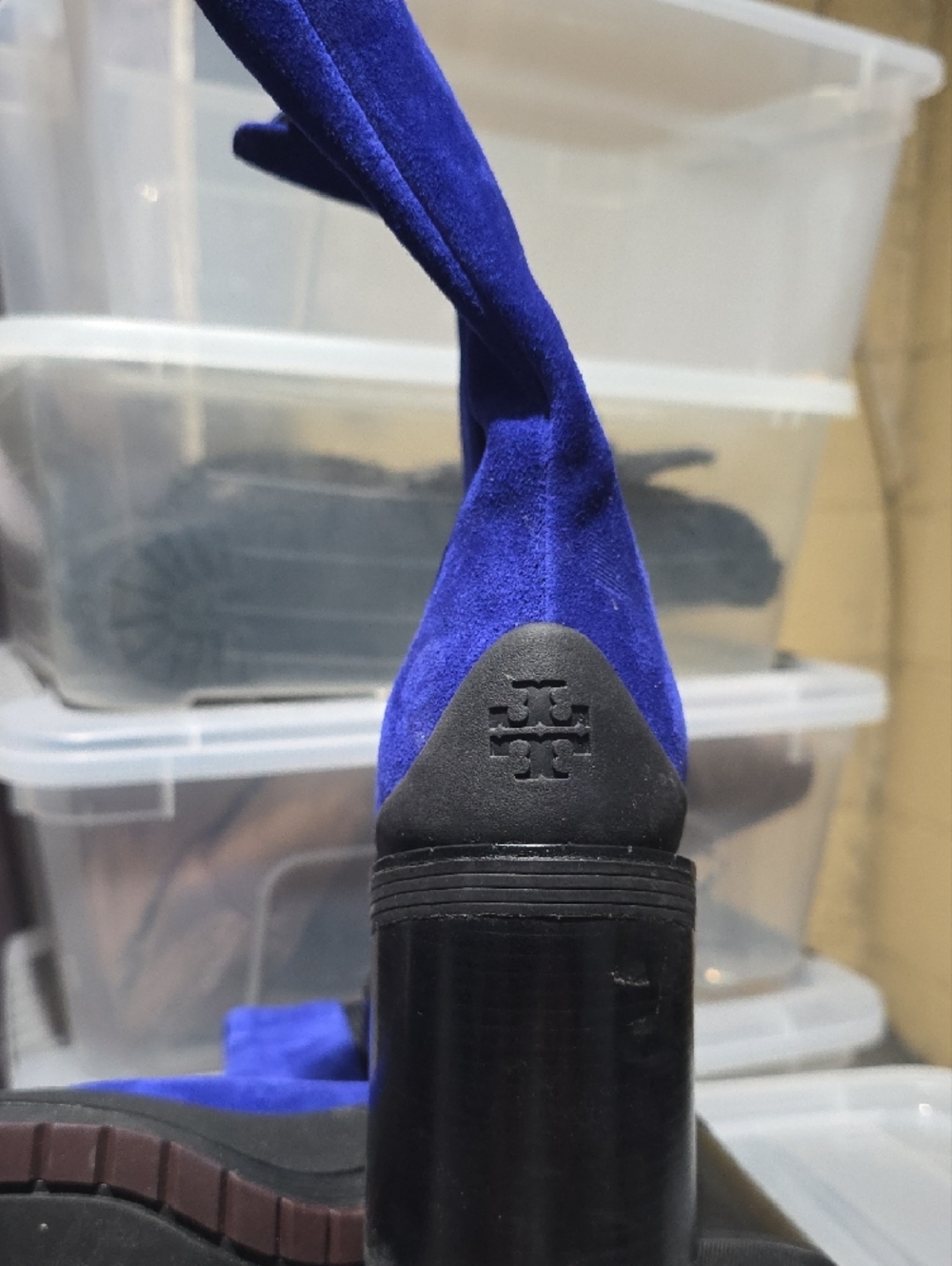 Tory Burch Cobalt Blue Suede Block Heel Ankle Boots - Picture 4 of 4